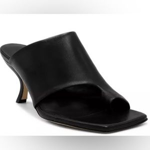 ILIO SMERALDO Women’s Jiyoung KIM Black Leather Heeled Toe Ring Sandal MSRP $560